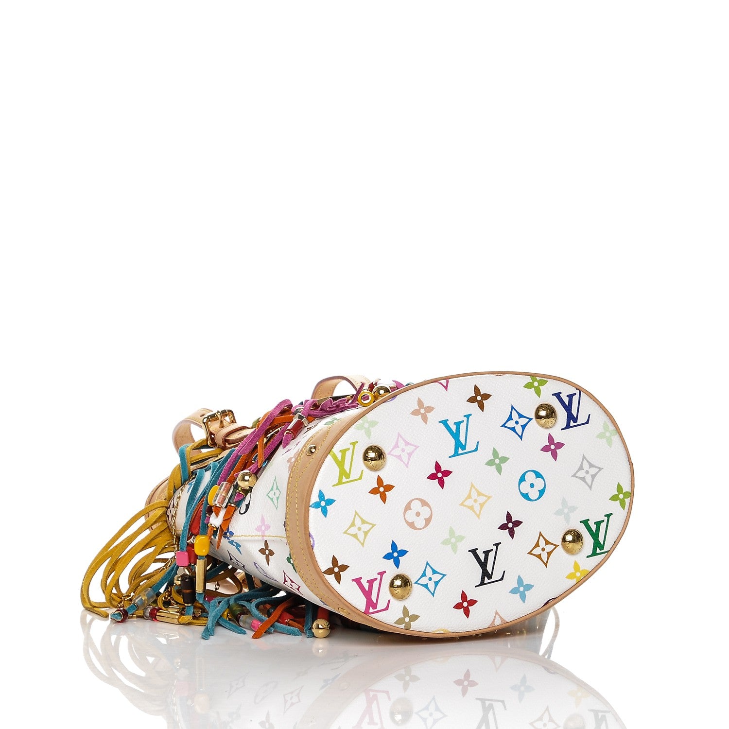 Louis Vuitton Monogram Multicolor Fringe Bucket White 4 of 7