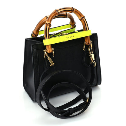 Gucci Wonka Grain Calfskin Mini Diana Tote Bag Black Yellow Fluo 2 of 8