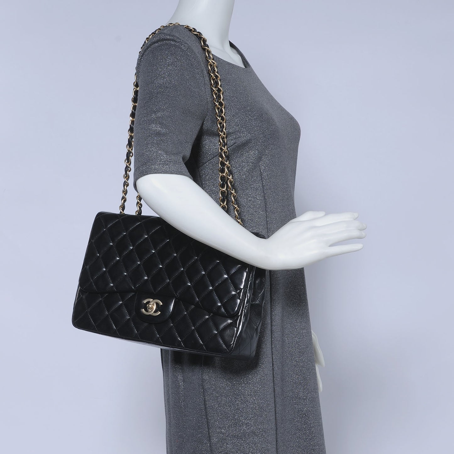 Lambskin Jumbo Single Flap Black