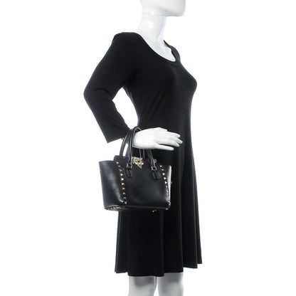 Valentino Garavani Vitello Mini Rockstud Double Handle Tote Black 3 of 11