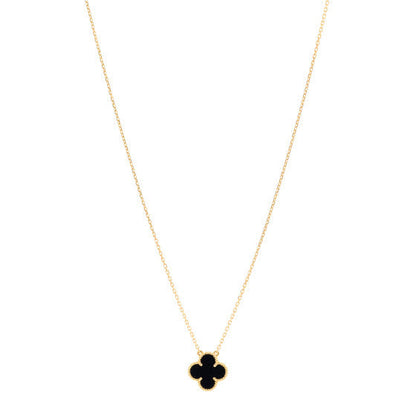 Van Cleef & Arpels 18K Yellow Gold Black Onyx Vintage Alhambra Pendant Necklace 1 of 6