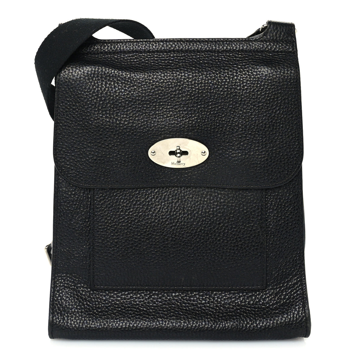 Natural Grain Calfskin Antony Messenger Crossbody Black