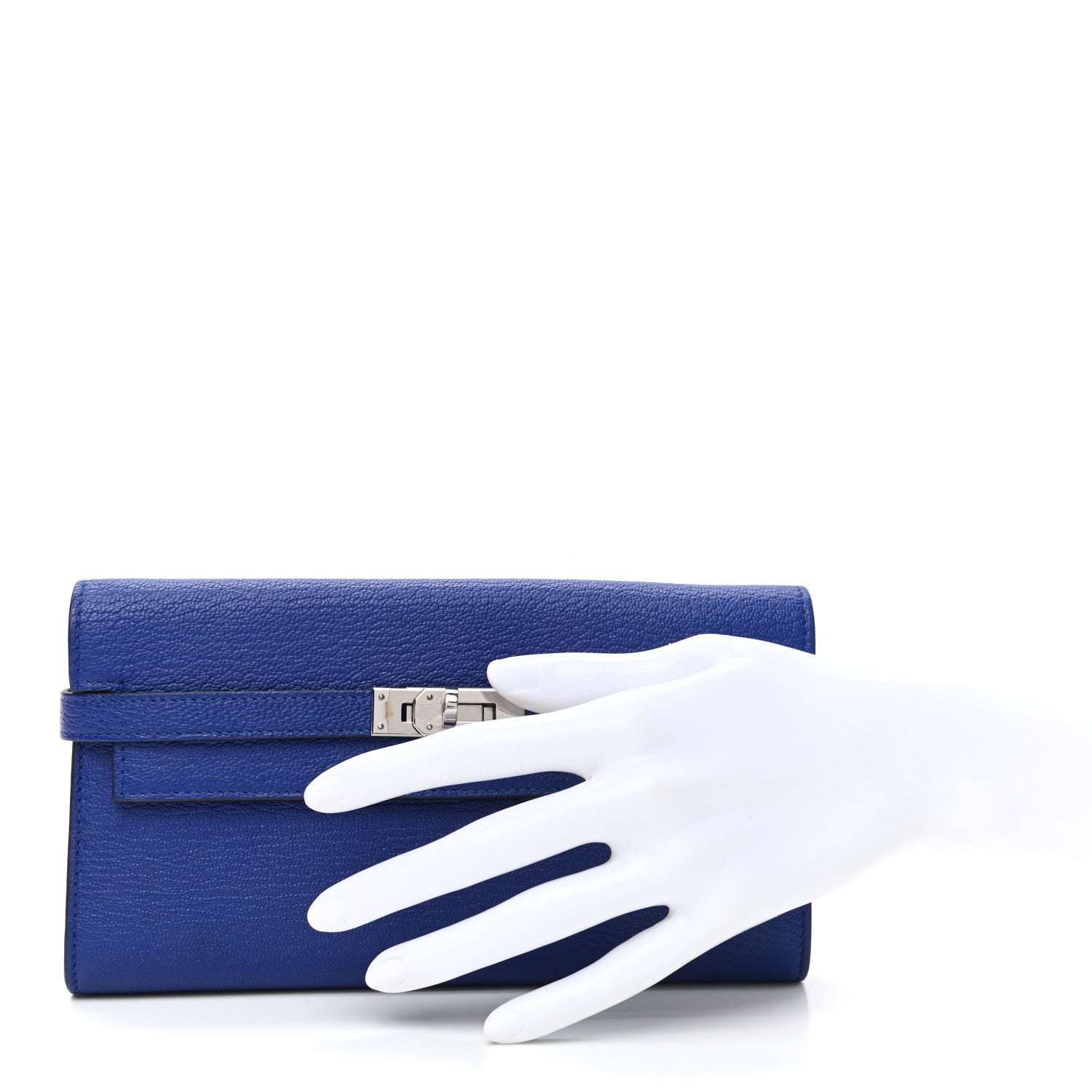 Hermes Chevre Mysore Kelly Longue Wallet Bleu Electrique 2 of 8