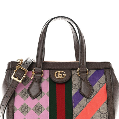 Gucci GG Supreme Monogram Equestrian Web Small Ophidia Tote Bag Beige Multicolor New Acero 8 of 10