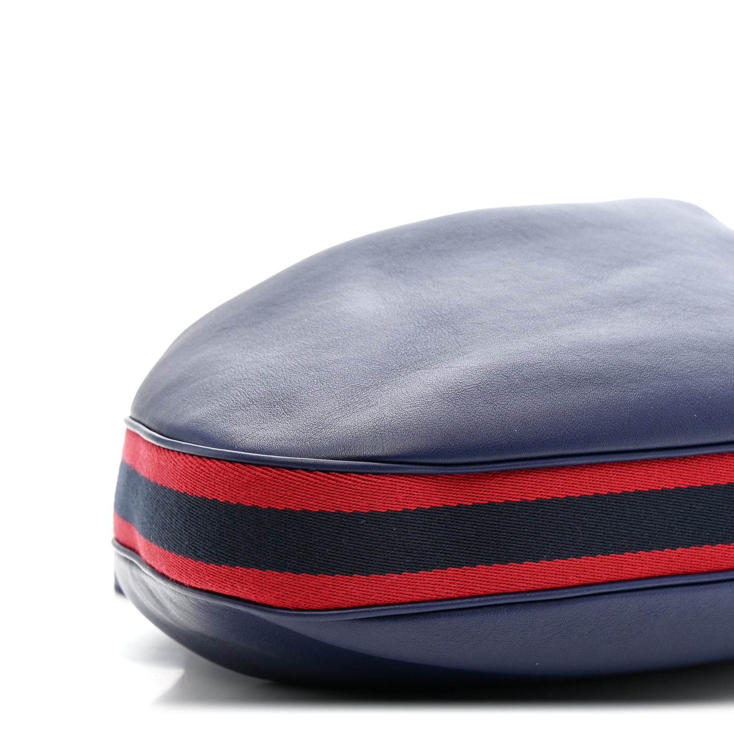 Aria Calfskin Web Large Attache Shoulder Bag Navy