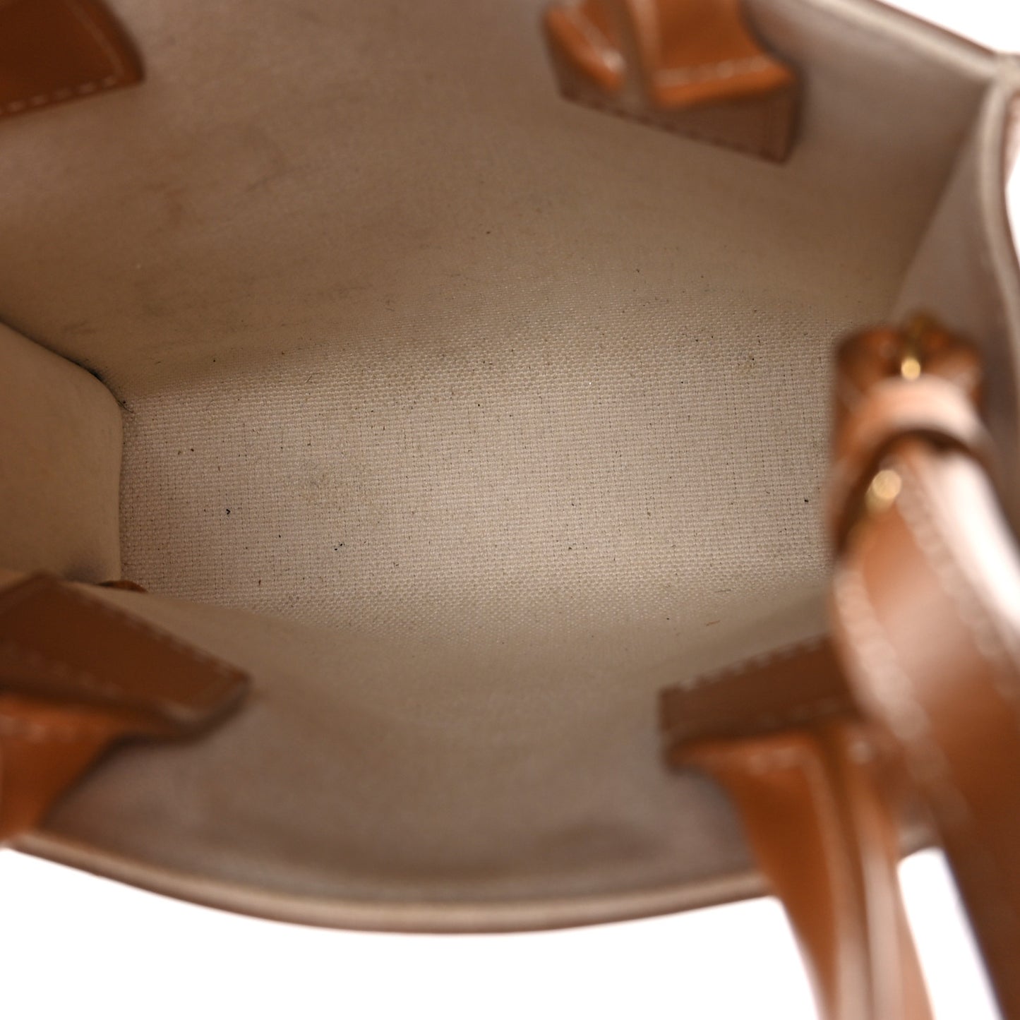 Canvas Calfskin Mini Vertical Cabas Natural Tan