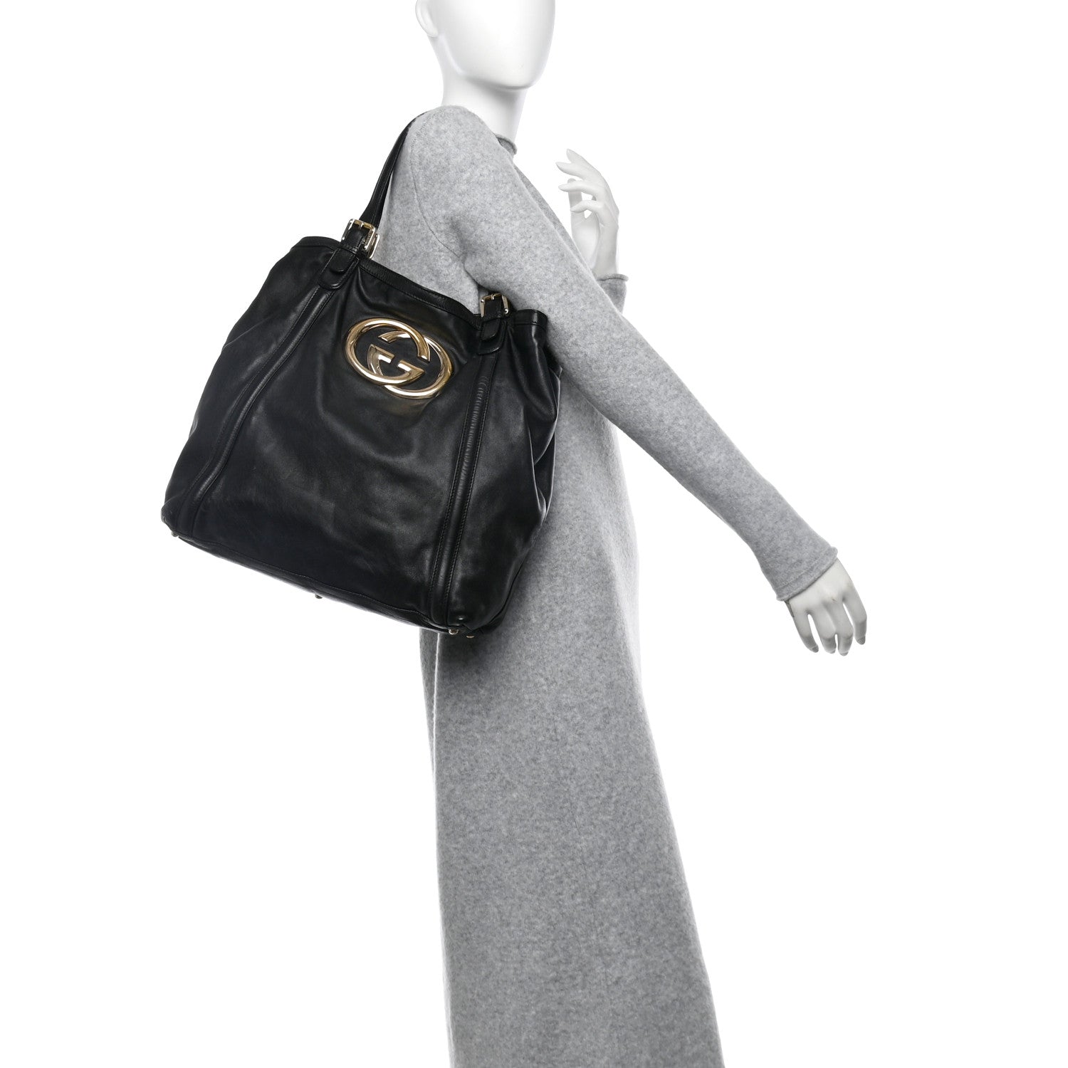 Gucci Calfskin Large Britt Shoulder Bag Black 2 of 11