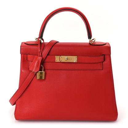 Hermes Evercolor Kelly Retourne 28  Rouge Tomate 1 of 9