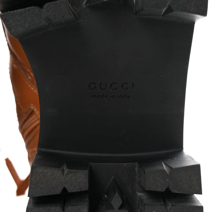Gucci Cordovan Lux Nappa GG Matelasse Lace Up 60mm Combat Boots 37.5 Dark Hazel Brown 7 of 7