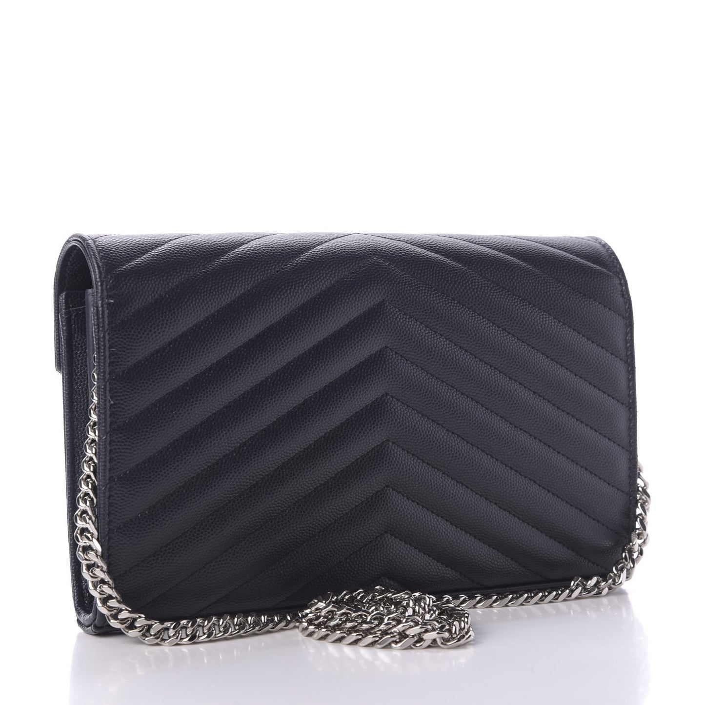 Grain De Poudre Matelasse Chevron Monogram Chain Wallet Deep Marine
