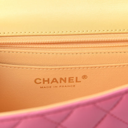 Chanel Lambskin Quilted Mini Rectangular Flap Pink Yellow 8 of 10