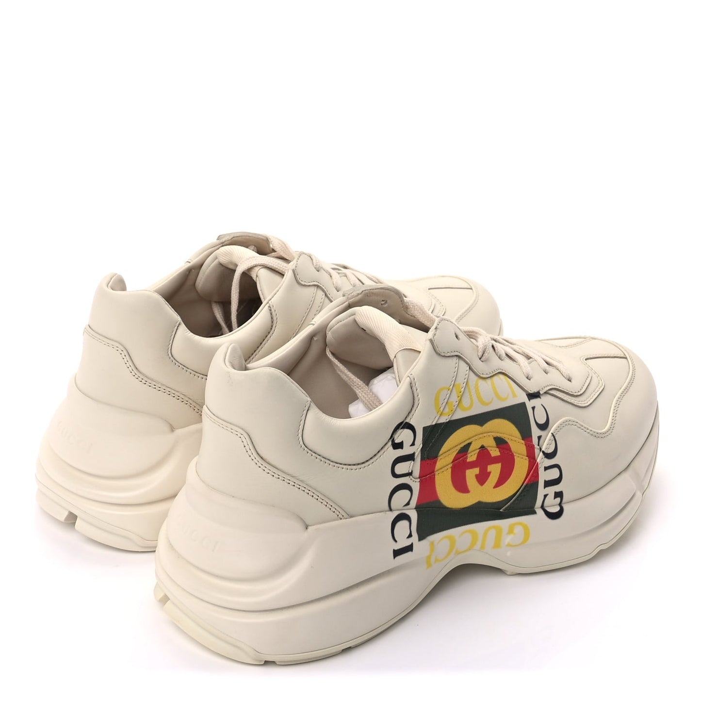 Calfskin Interlocking G Logo Mens Rhyton Sneakers 10  Ivory
