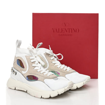 Valentino Garavani Mix Media Crystal Womens High Top Chunky Sneakers 41 White 10 of 10