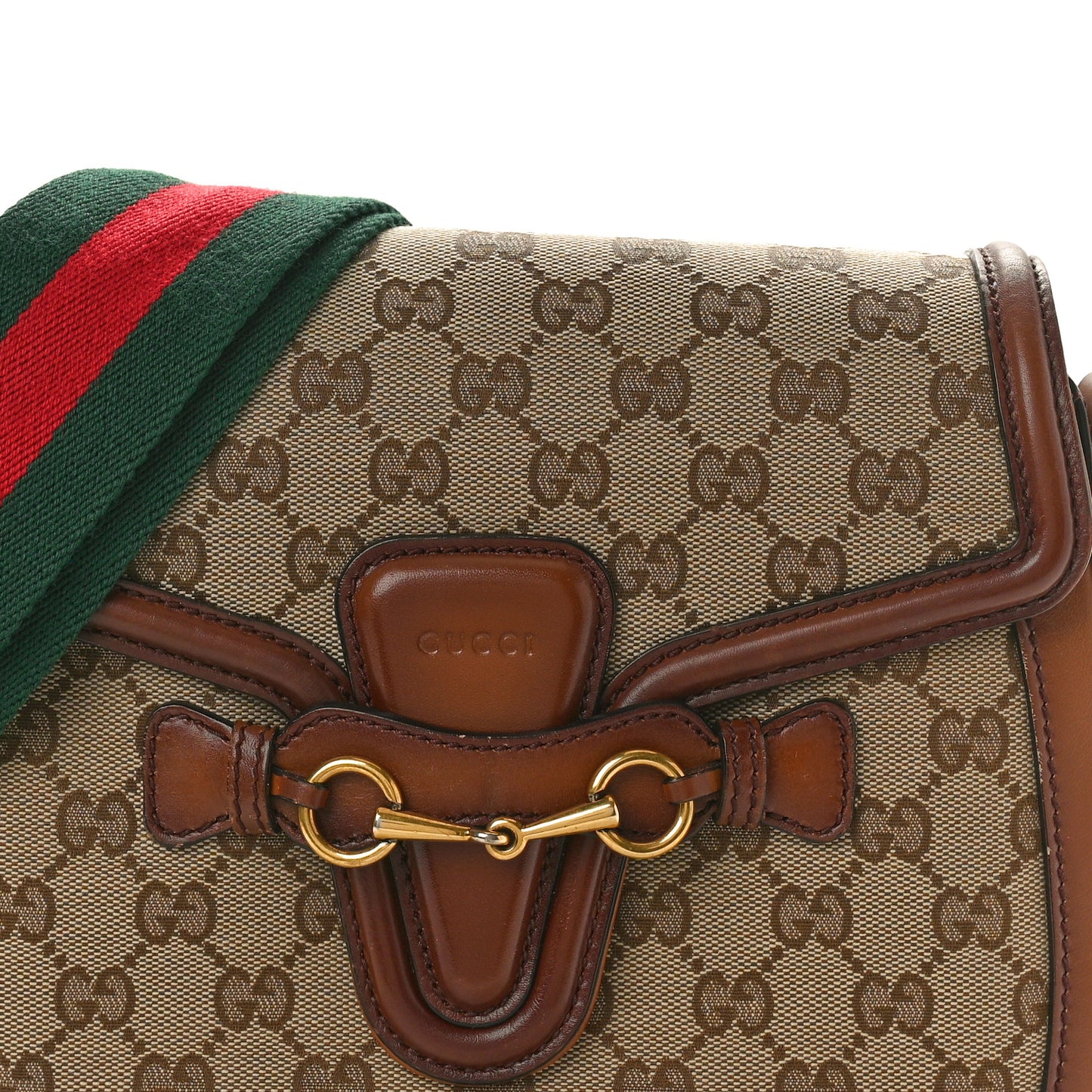 Monogram Medium Lady Web Shoulder Bag Beige Cuir