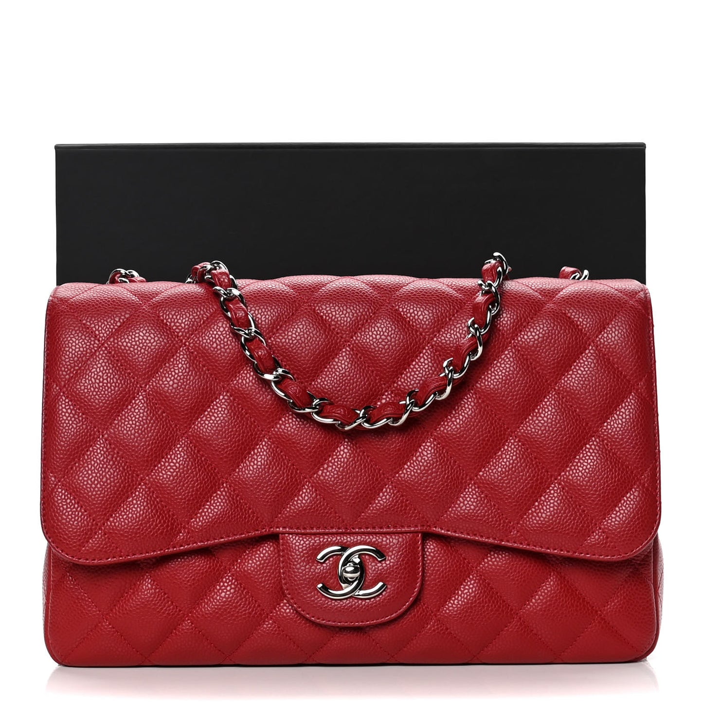 Caviar Quilted Jumbo Single Flap Red