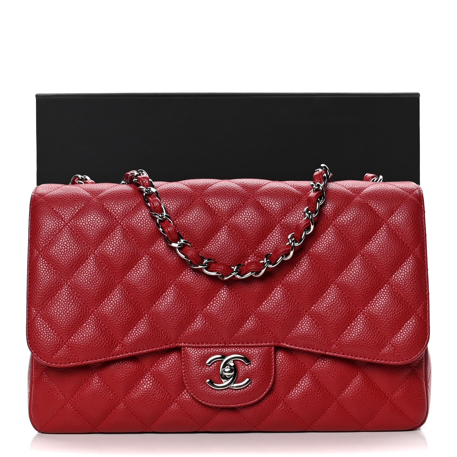 Chanel Caviar Quilted Jumbo Single Flap Red 9 of 9