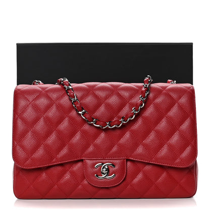Chanel Caviar Quilted Jumbo Single Flap Red 9 of 9