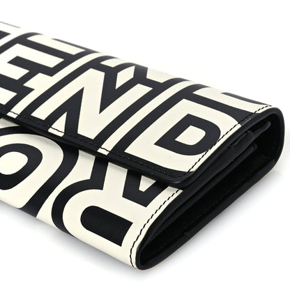 Fendi X MARC JACOBS Nappa Vitello King Logo Print Continental Wallet On Chain White Black 9 of 9