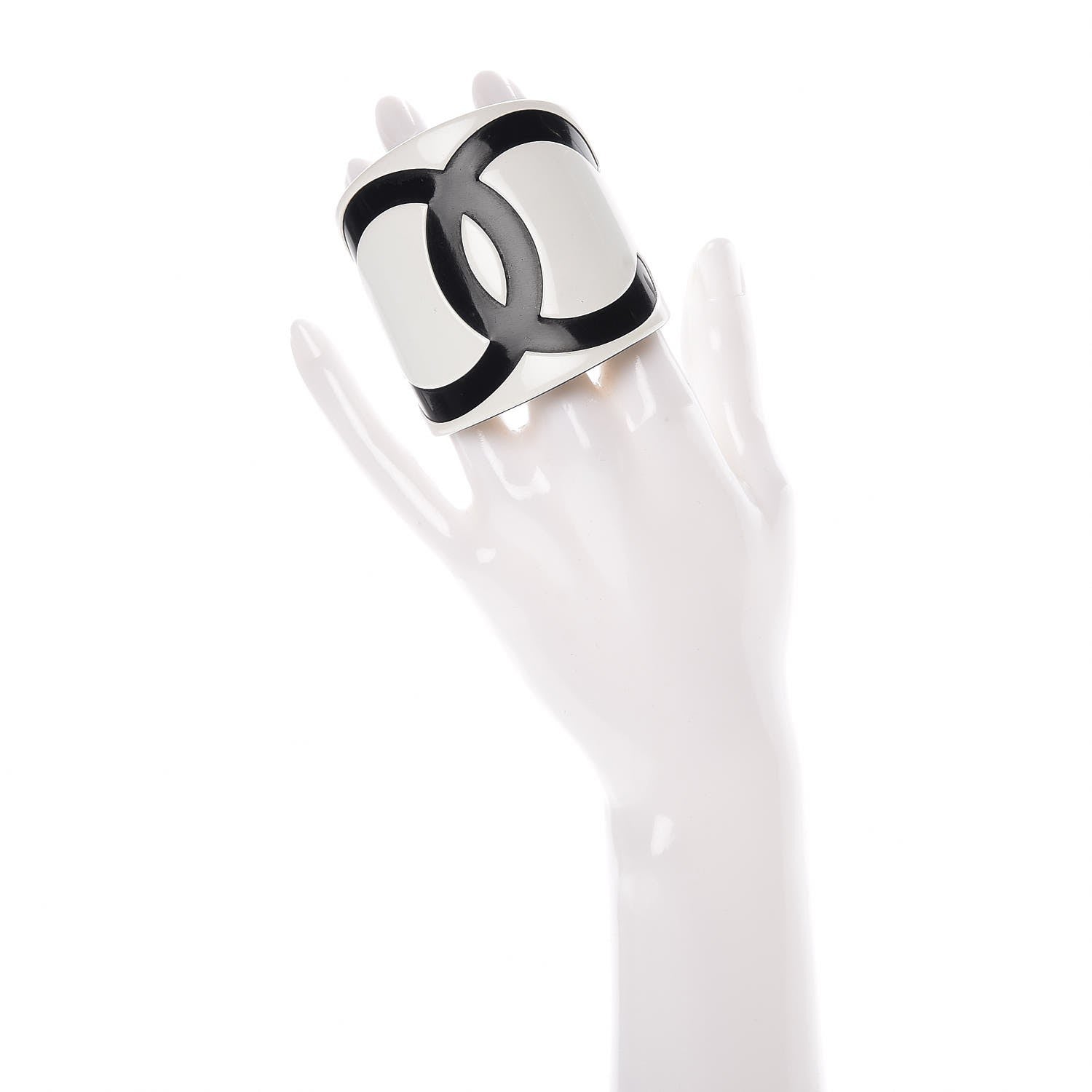 Chanel Resin CC Cuff White Black 2 of 4