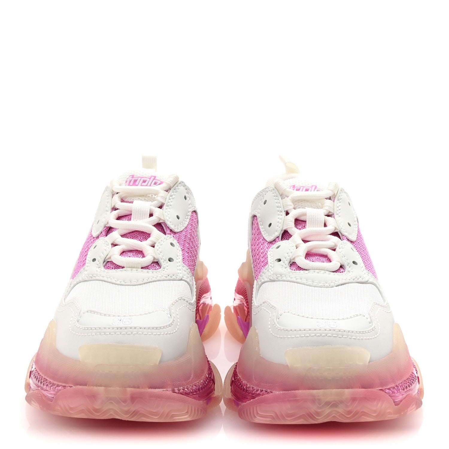 Balenciaga Fabric Mesh Clear Sole Womens Triple S Sneakers 36 White Pink 3 of 7