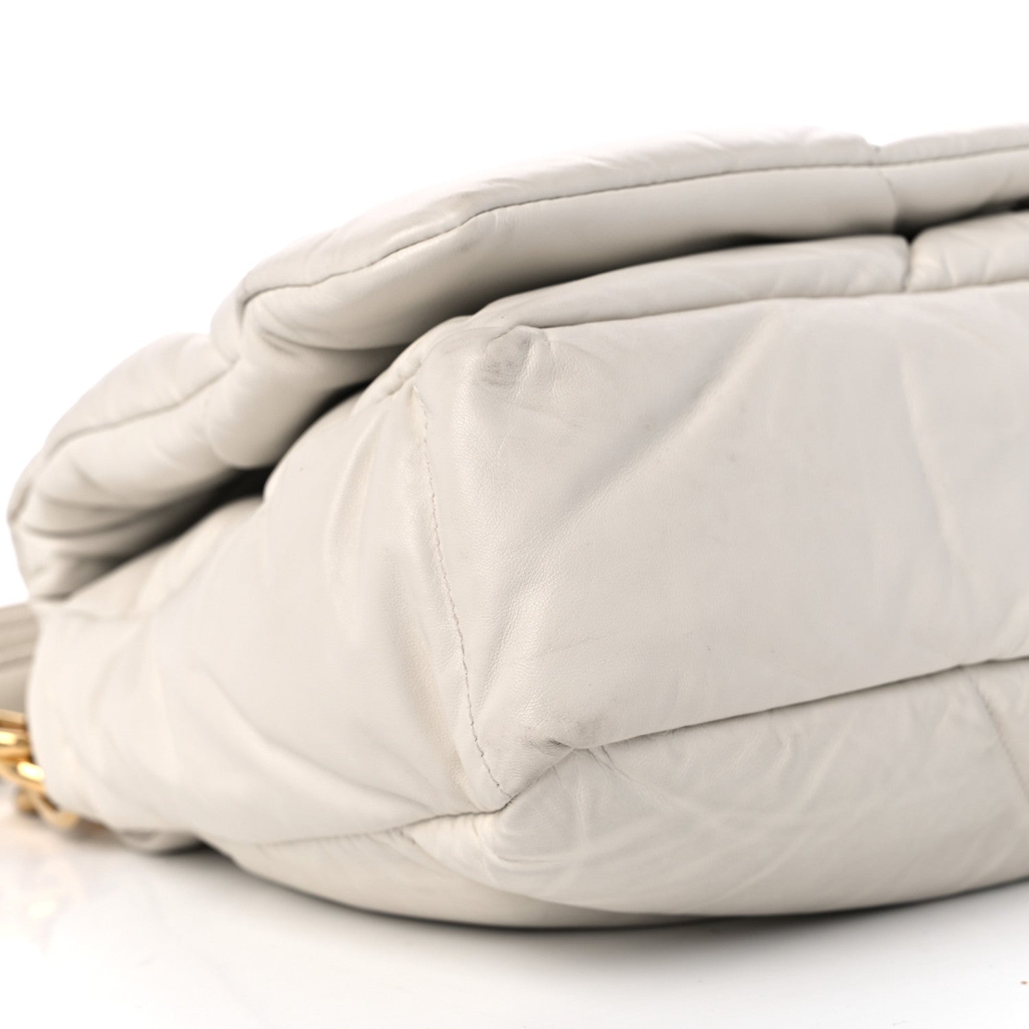 Prada Nappa Soft Padded Logo Embossed Triangle Quilted Shoulder Bag White 8 of 12