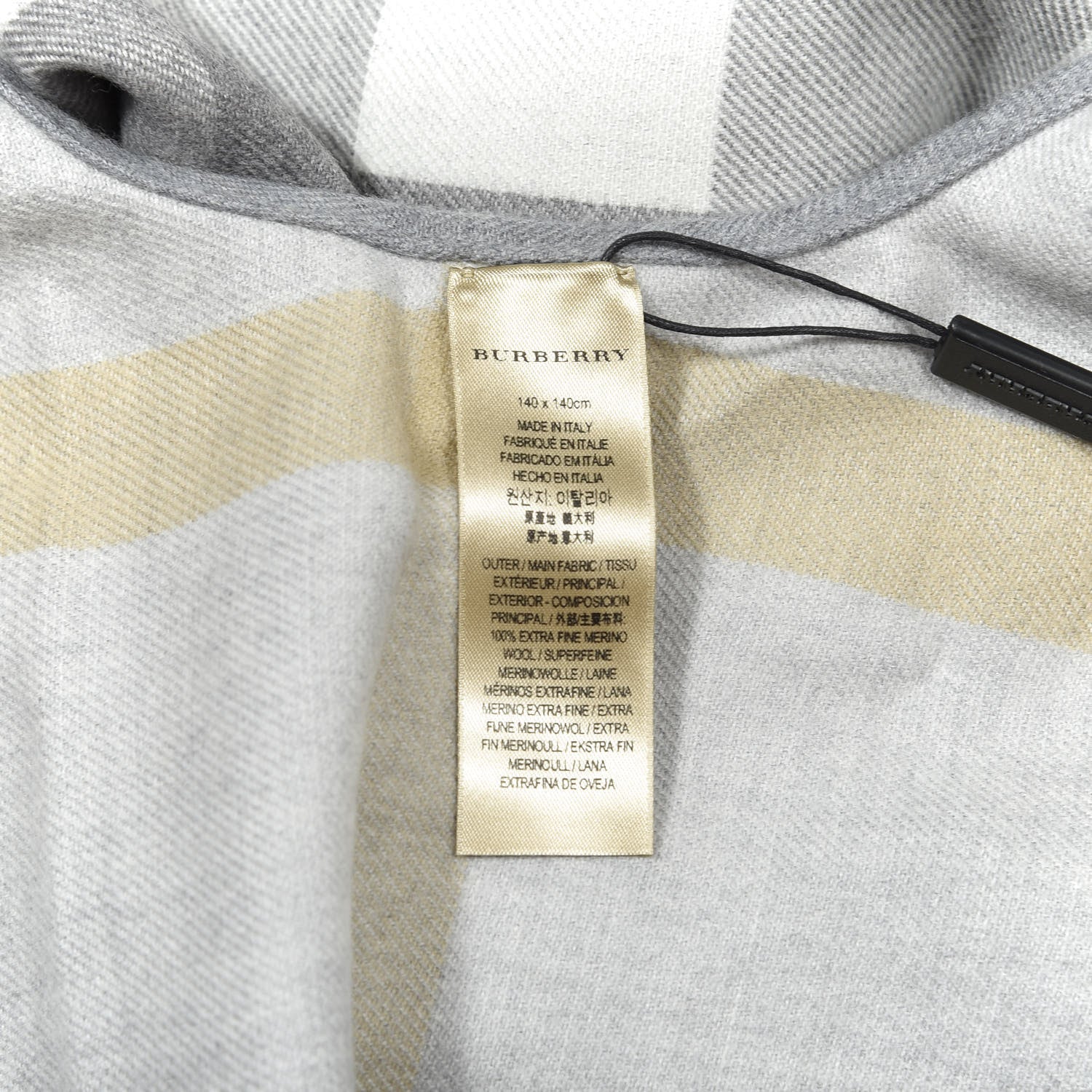 Burberry Wool Solid to Check Charlotte Cape Scarf Light Grey 2 of 4