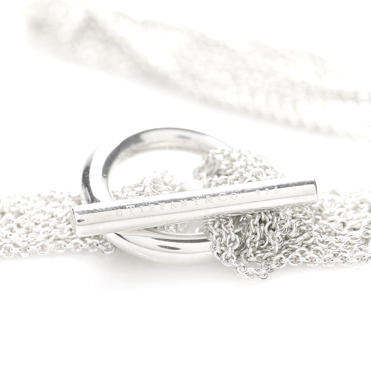 Sterling Silver Heart Multi Chain Toggle Necklace