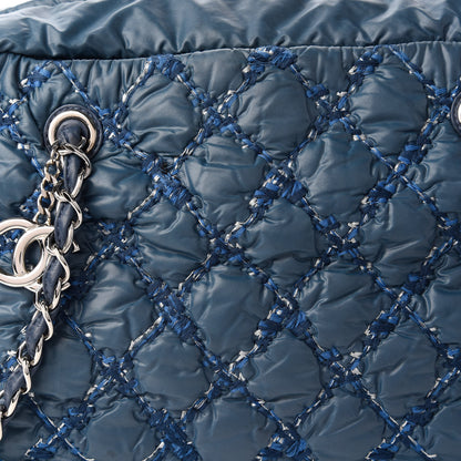 Chanel Nylon Quilted Tweed Stitch Bubble Camera Case Blue 10 of 11