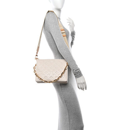 Louis Vuitton Lambskin Embossed Monogram Coussin PM Cream 2 of 10