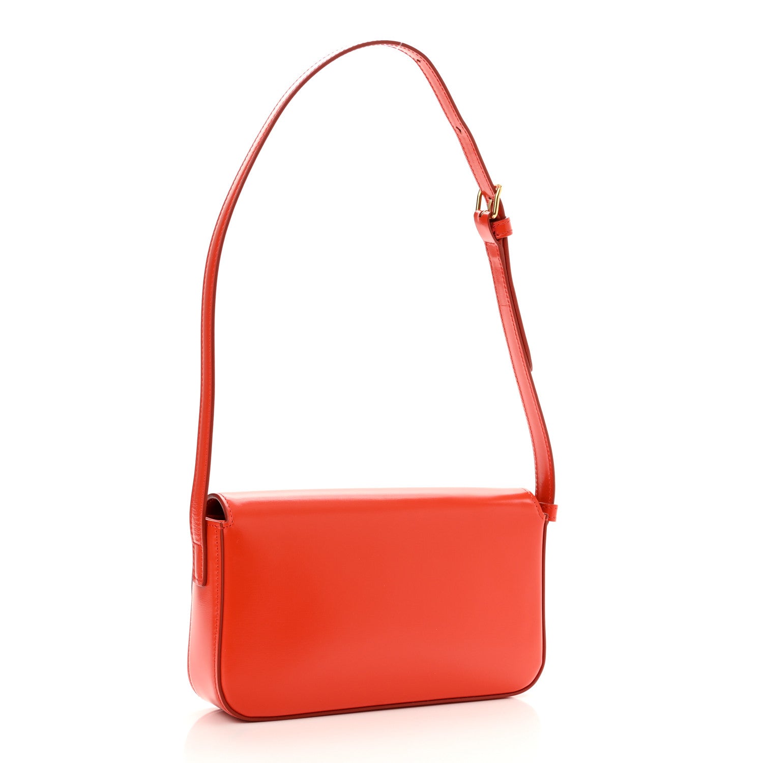 Celine Shiny Calfskin Triomphe Shoulder Bag Bright Red 3 of 11