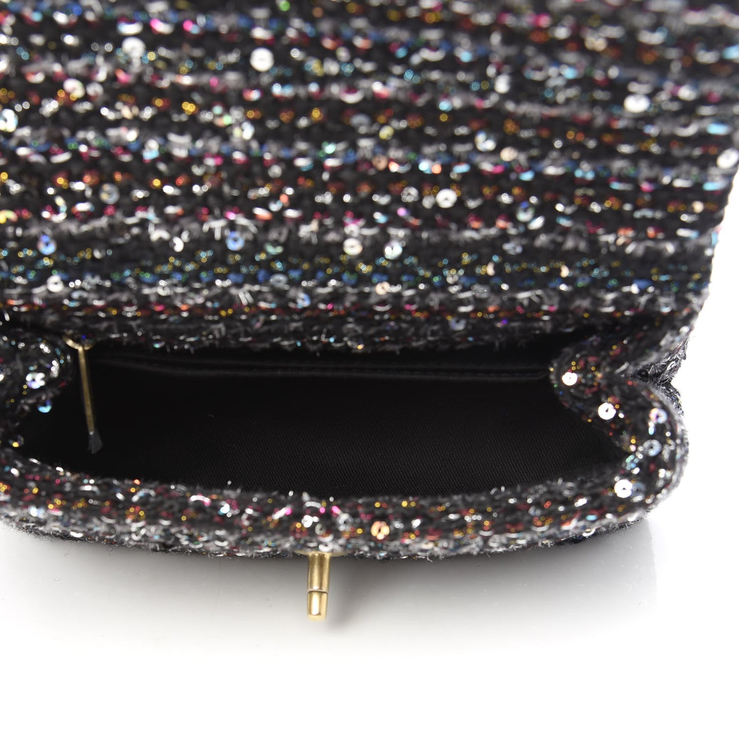 Tweed Sequin Mini Coco Handle Flap Black