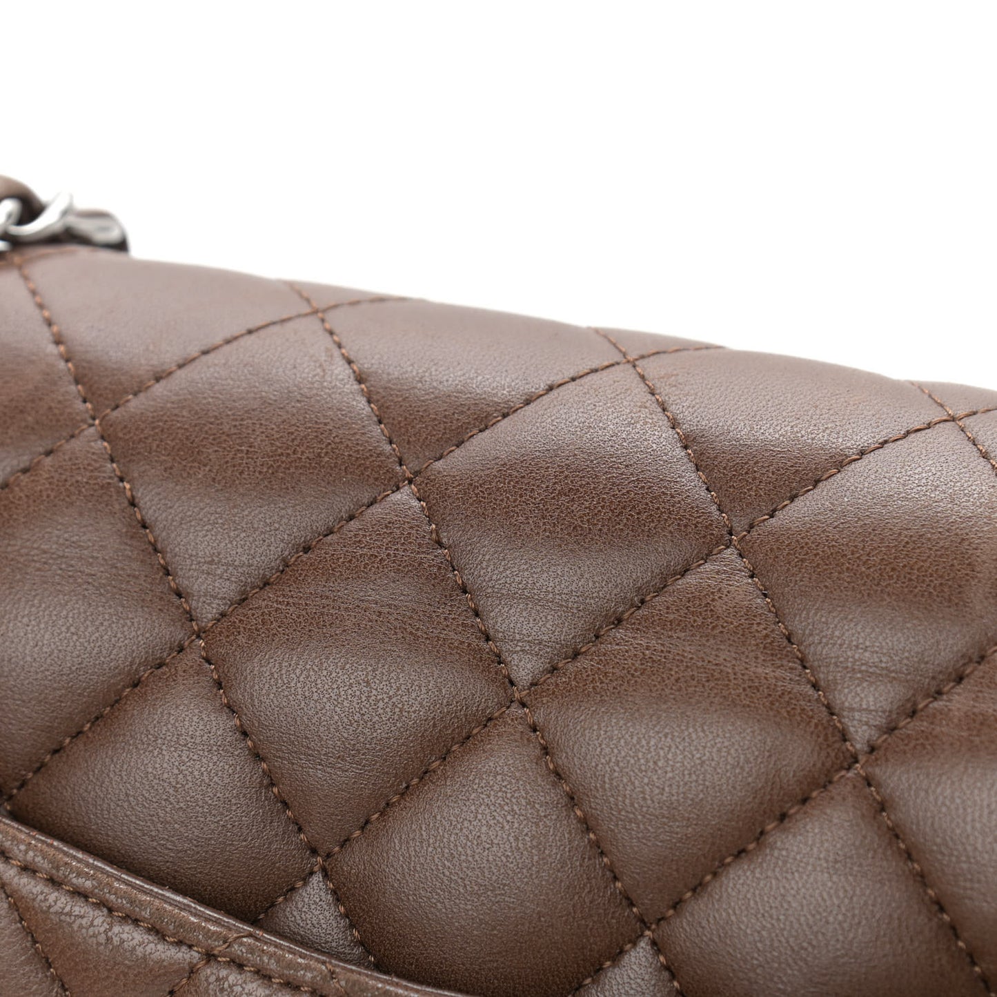 Lambskin Quilted Medium Double Flap Brown