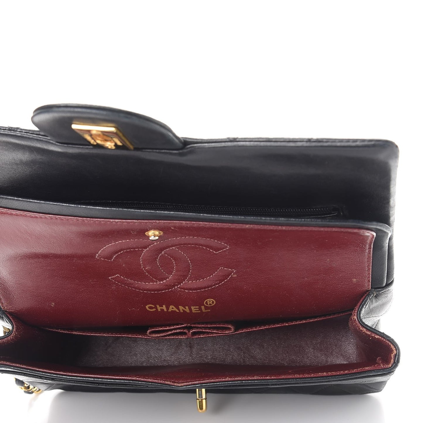 Lambskin Quilted Small Double Flap Black