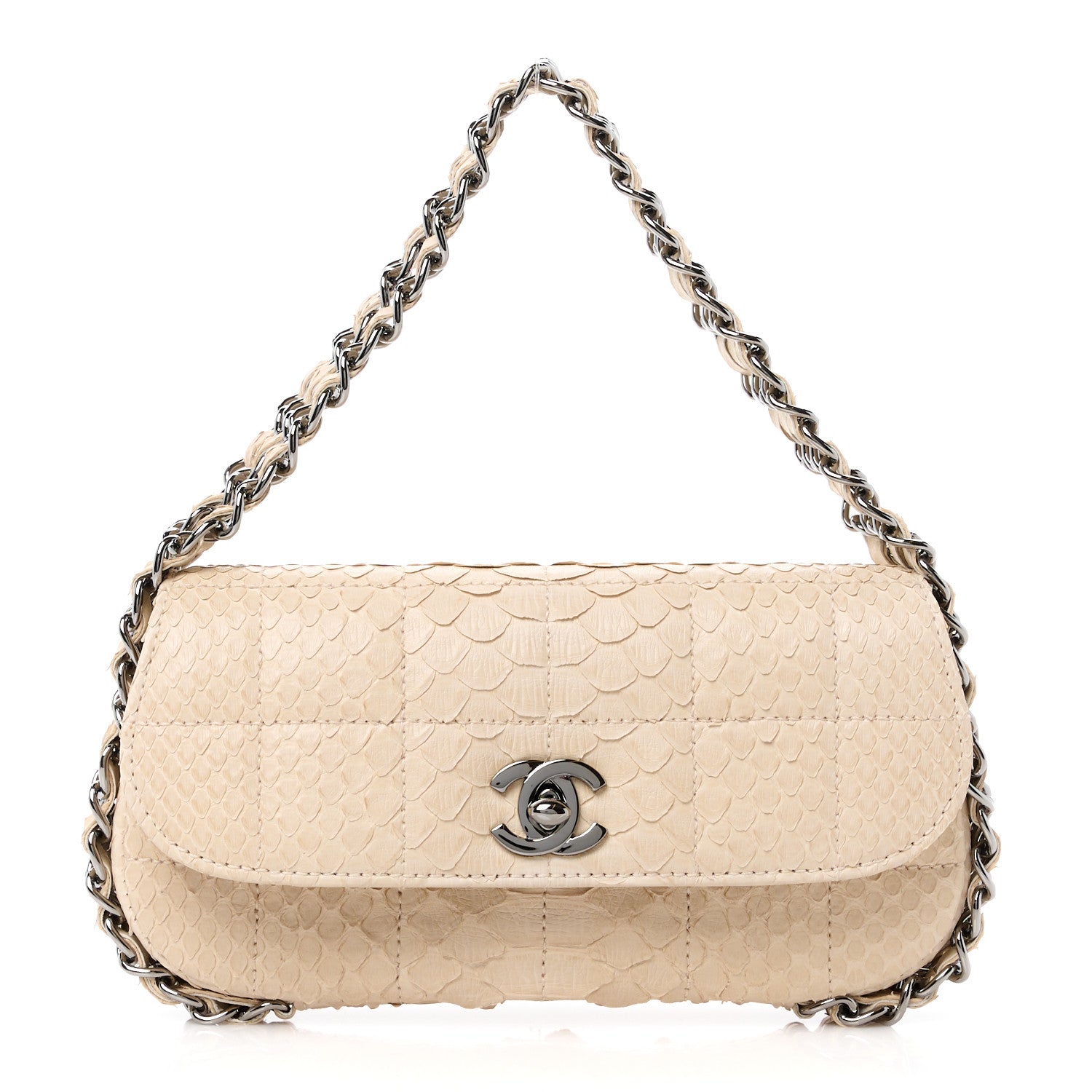 Chanel Snakeskin 3 Chain Flap Beige Clair 1 of 14