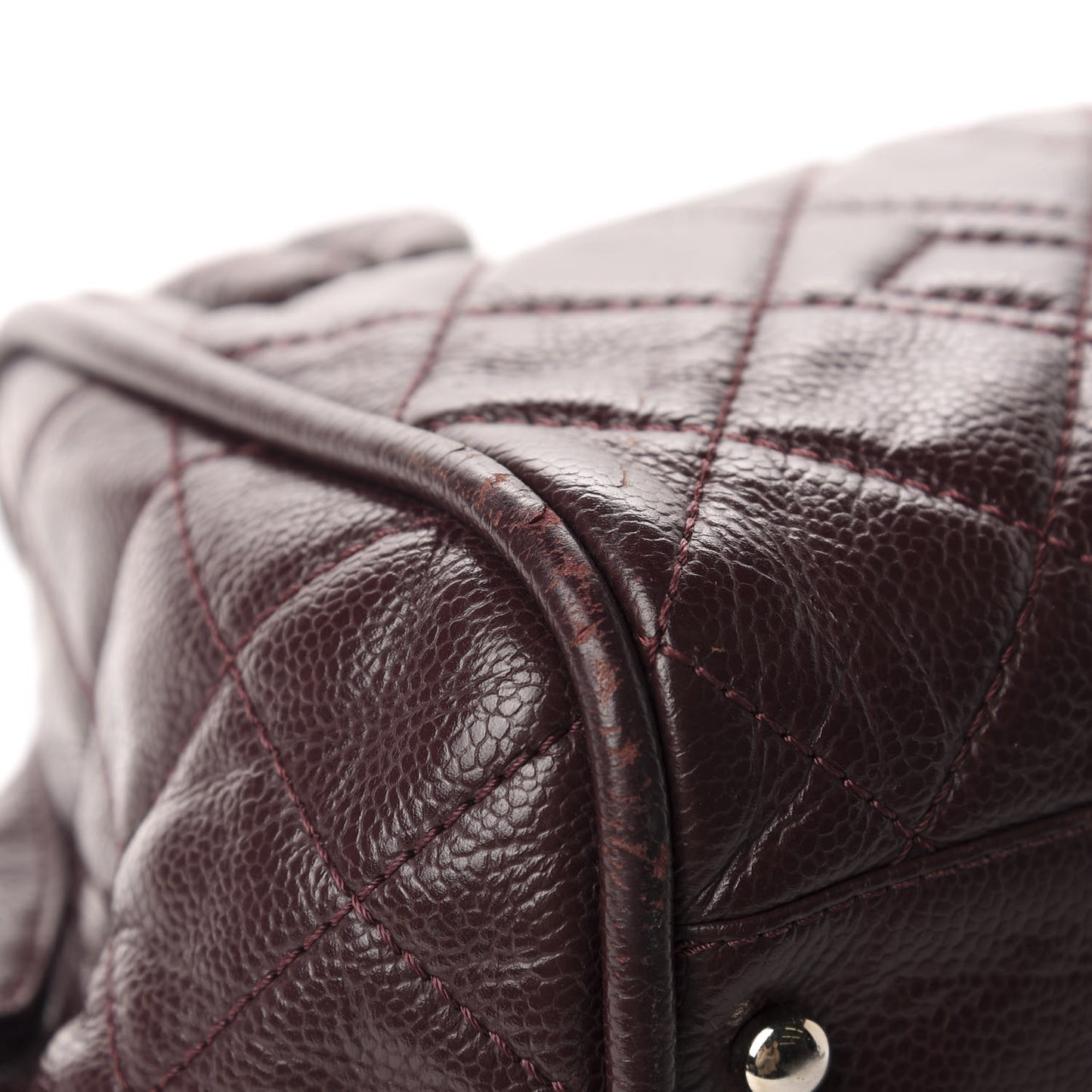 Caviar Quilted CC Timeless Bowler Burgundy