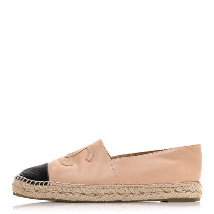 Chanel Lambskin CC Espadrilles 39 Beige Black 1 of 13