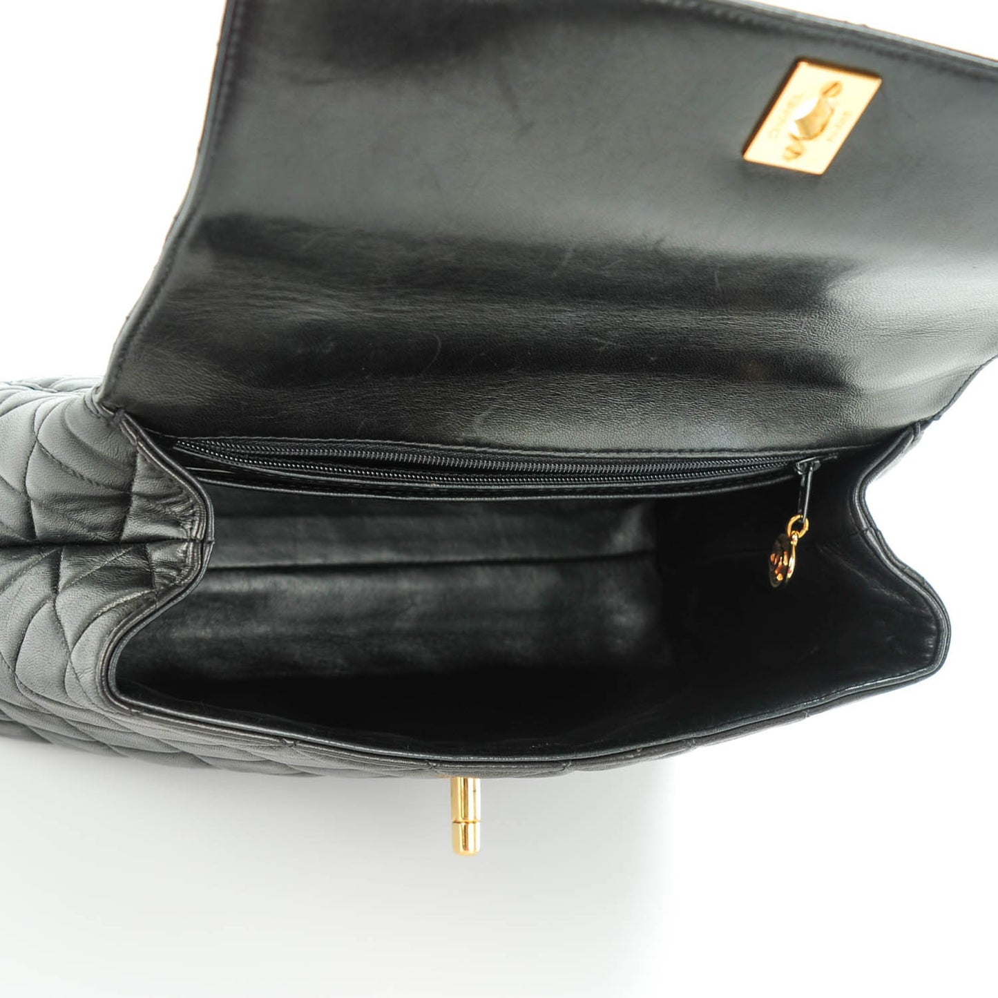 Lambskin Quilted Medium Kelly Flap Bag Black