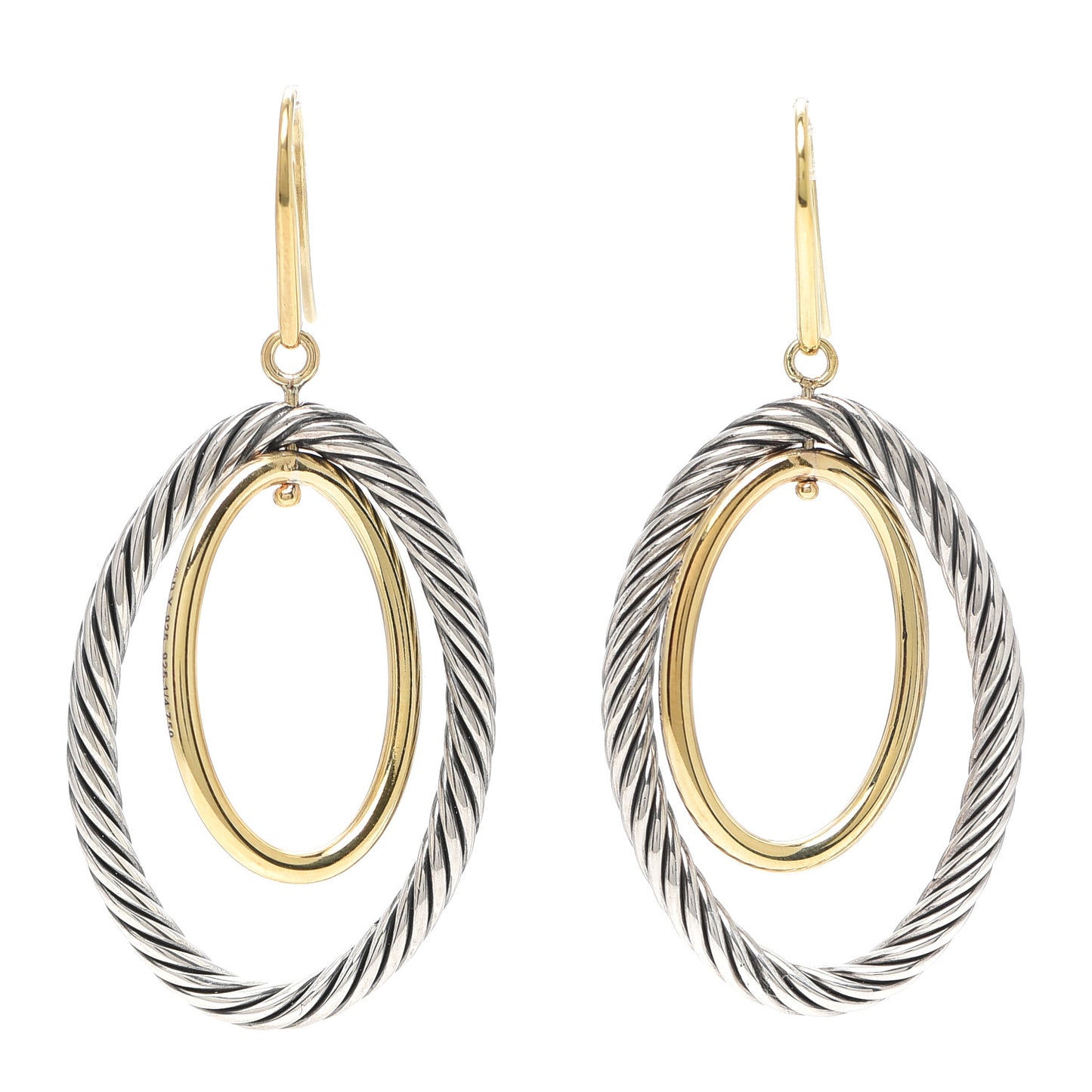 Sterling Silver 18K Yellow Gold Mobile Oval Earrings
