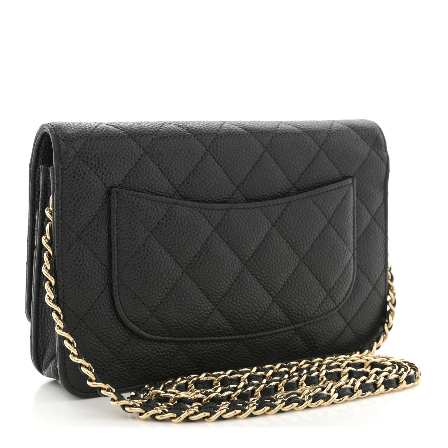Caviar Quilted Wallet on Chain WOC Black