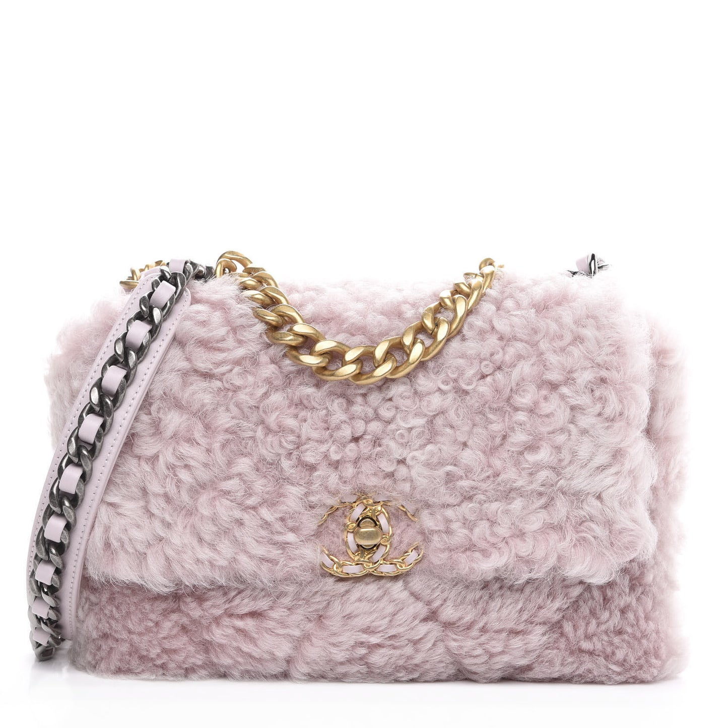 Shearling Sheepskin Medium 19 Flap Light Pink