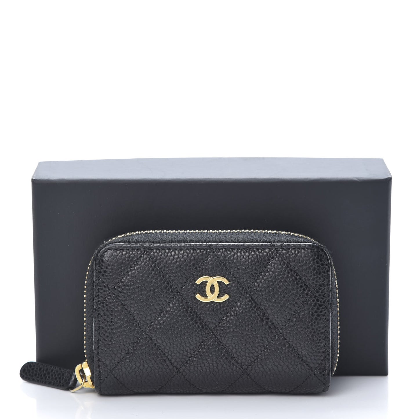 Caviar Quilted Zip Coin Purse Black