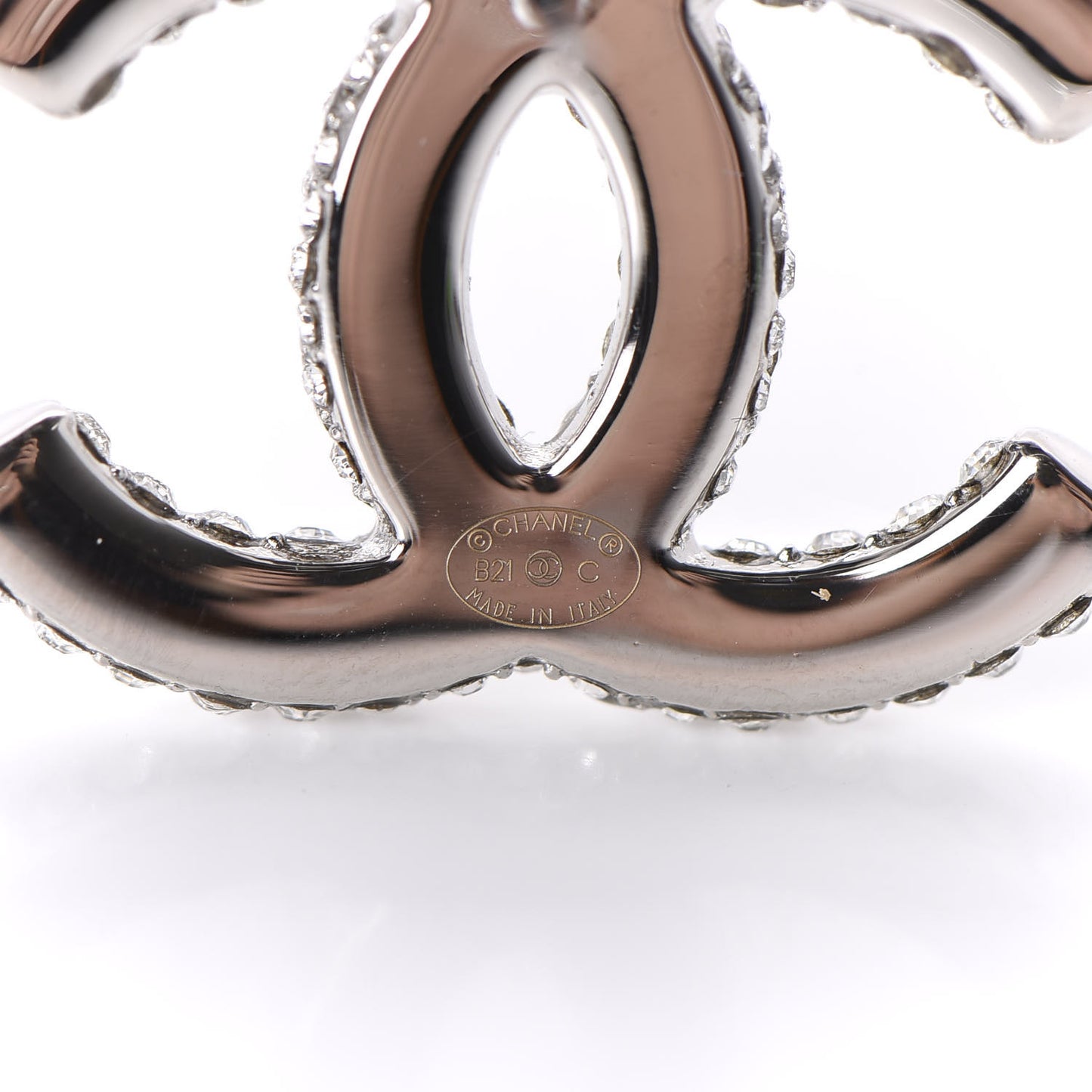 Crystal Large CC Earrings Silver