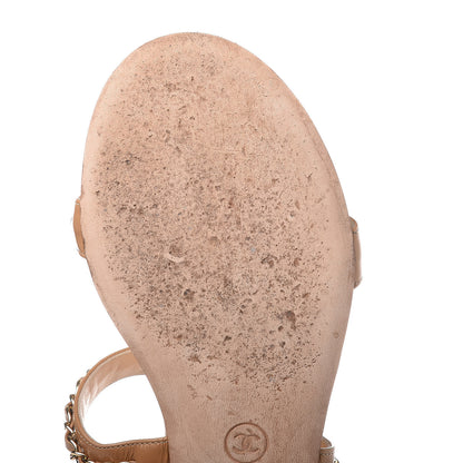 Chanel Calfskin Chain CC Sandals 40.5 Beige 15 of 17