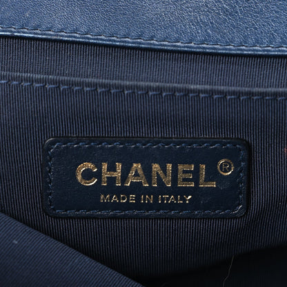 Chanel Metallic Calfskin Quilted Medium Boy Flap Navy Blue 6 of 10