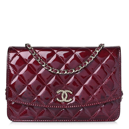 Chanel Patent Quilted Brilliant Wallet On Chain WOC Red 1 of 13