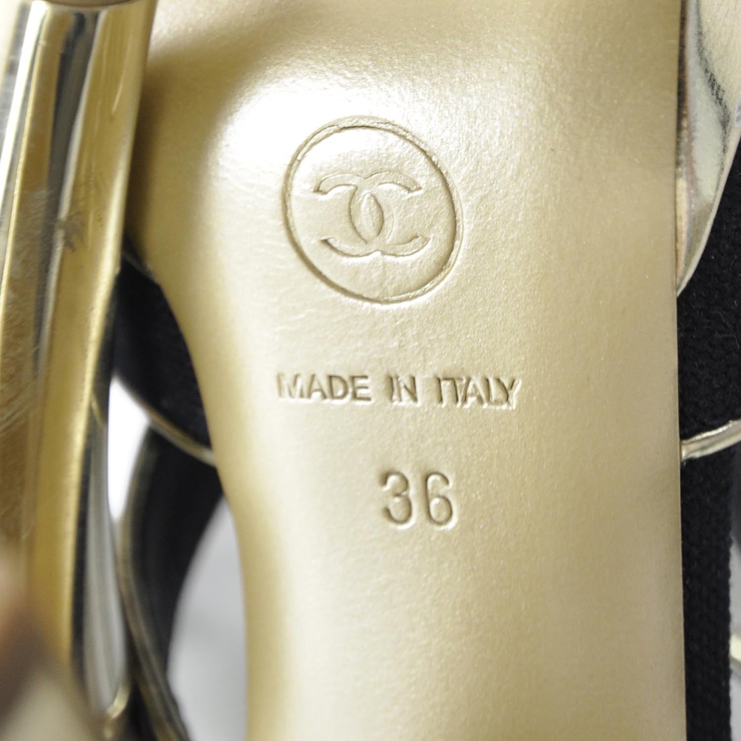 Linen CC Heels 36 Navy Gold