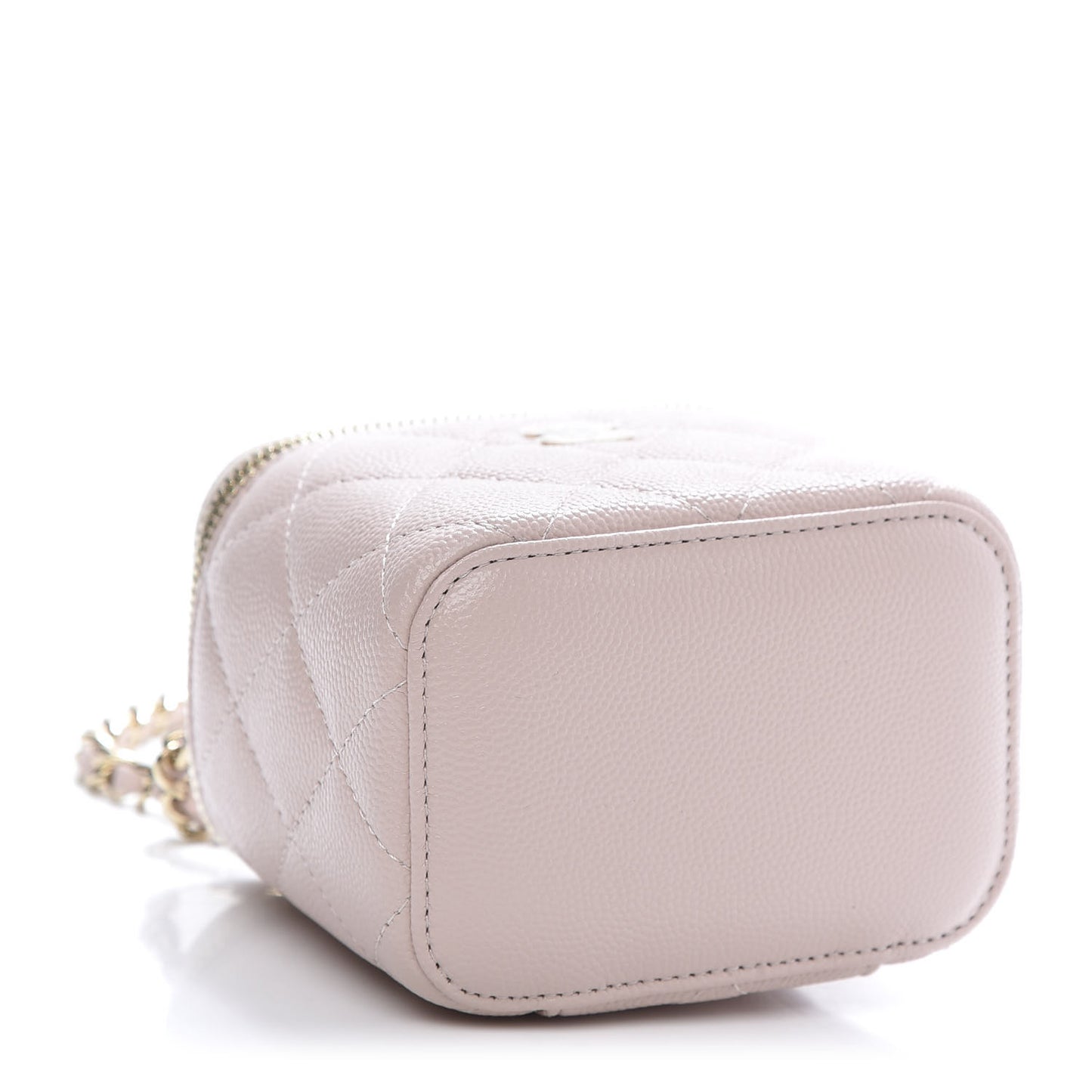 Caviar Quilted Mini Vanity Case With Chain Light Pink