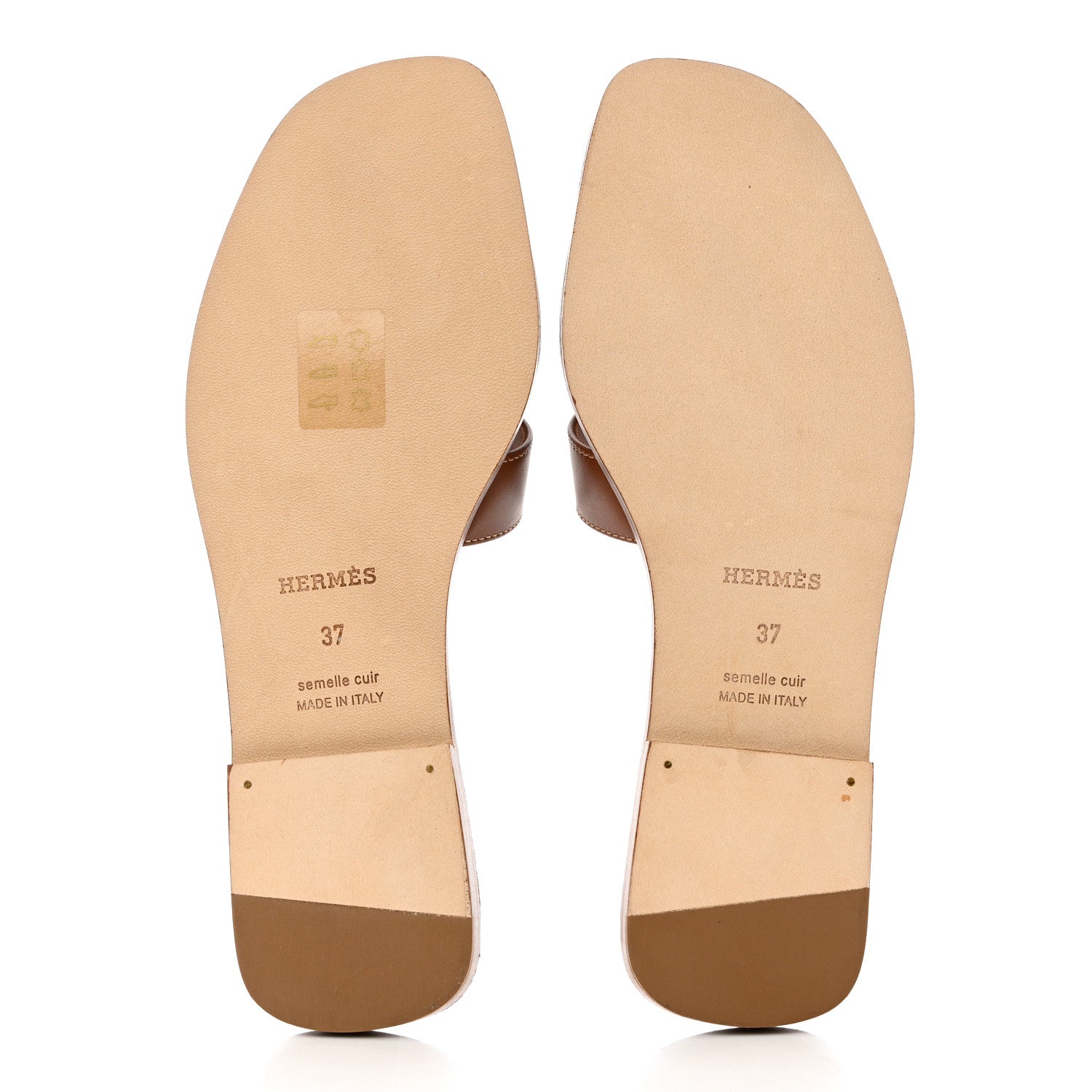 Hermes Box Calfskin Oran Sandals 37 Gold 5 of 9