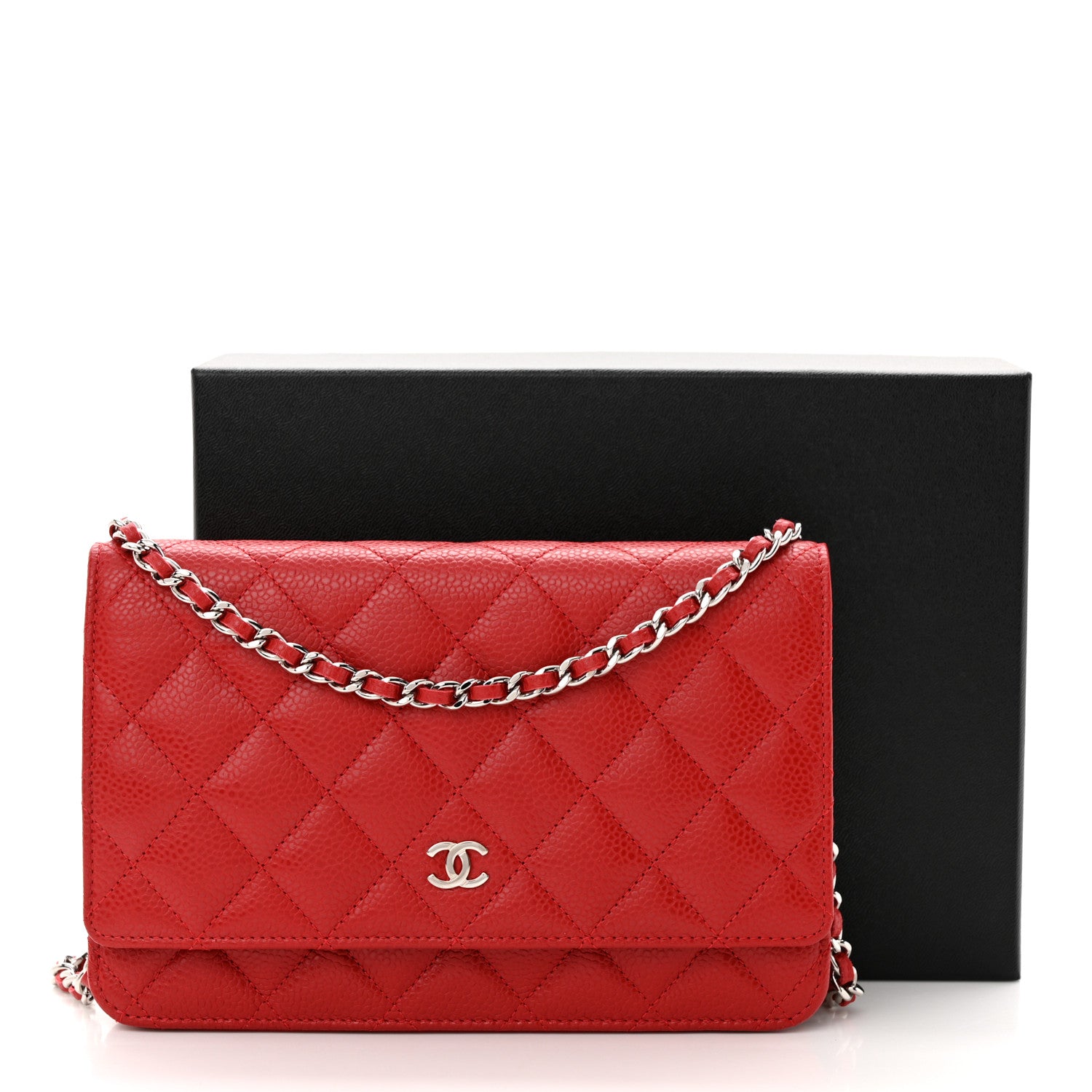 Chanel Caviar Quilted Wallet on Chain WOC Red 13 of 13