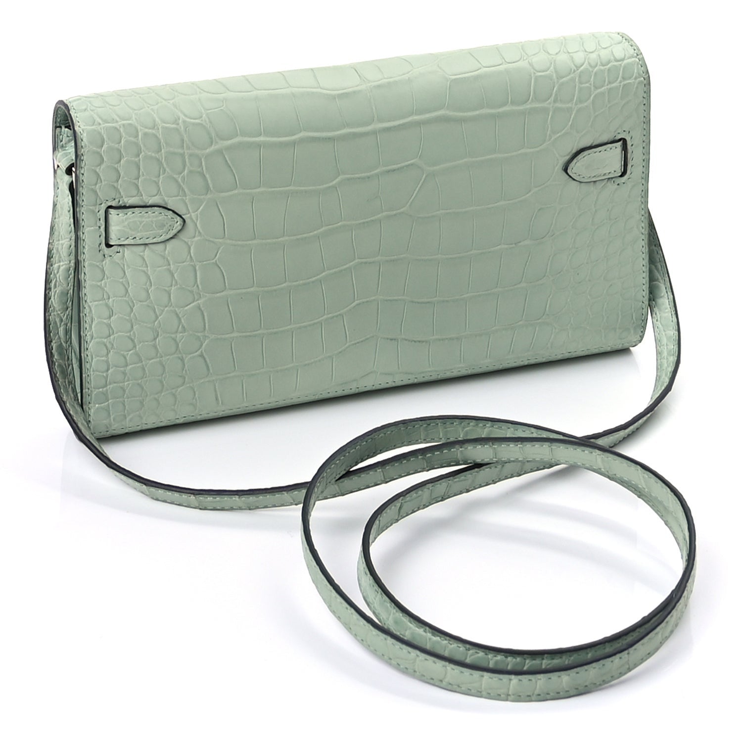 Hermes Matte Alligator Kelly Wallet To Go Vert D Eau 3 of 9